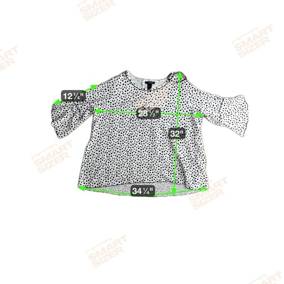 Ali Miles Womens 2X Top Black White Abstract Print‎ Lagenlook Button Artsy Bozy - Picture 2 of 10